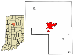 Location of Logansport in Cass County, Indiana.