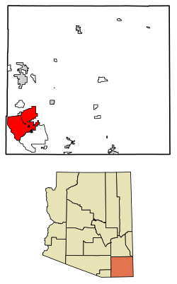 Location of Sierra Vista in Cochise County, Arizona