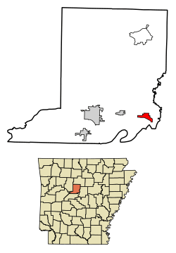 Location of Menifee in Conway County, Arkansas.
