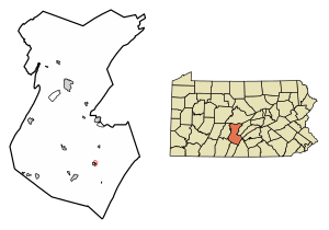 Location of Orbisonia in Huntingdon County, Pennsylvania.
