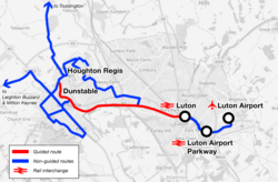 Luton to Dunstable Busway route