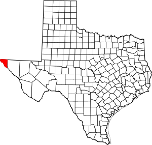 Map of Texas highlighting El Paso County