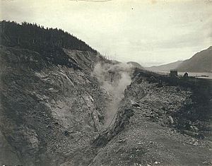 Mining operations at Treadwell Gold Mining Co, Douglas Island, Alaska, ca 1900 (HESTER 280)