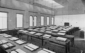 StateLibQld 2 292355 Inside Mount Morgan Technical College's Drawing Class Room, Mt. Morgan, 1909