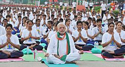 The Prime Minister, Shri Narendra Modi participates in the mass yoga demonstration at Rajpath on the occasion of International Yoga Day, in New Delhi on June 21, 2015
