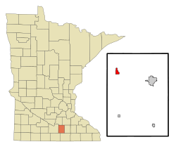 Location of Janesvillewithin Waseca County and state of Minnesota