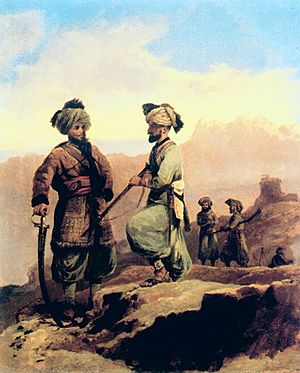 20th (Punjab) Regiment of Bengal Native Infantry. Painting by Walter Fane (1828-85), 1868