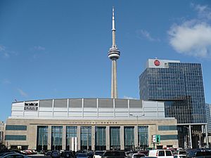 Air Canada Centre and CN Tower from Bay St