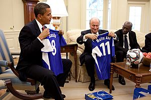 Barack Obama and Sepp Blatter in the Oval Office