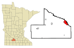 Location of the city of New Ulmwithin Brown Countyin the state of Minnesota