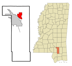 Location of Petal, Mississippi