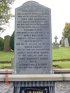 Gravestone of playwright J M Barrie