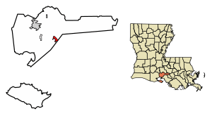 Location of Jeanerette in Iberia Parish, Louisiana.