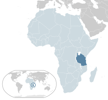 Location of  Tanzania  (dark blue)in the African Union  (light blue)