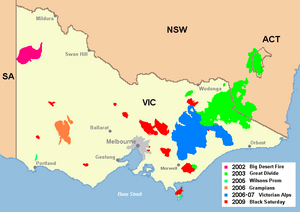 Major Victorian bushfires in the 2000s