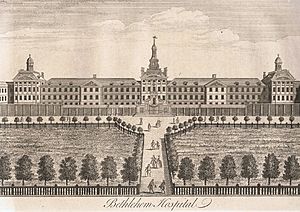 Most of Bethlehem Hospital by William Henry Toms for William Maitland's History of London, published 1739