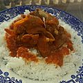 Nigerian goat meat stew with rice