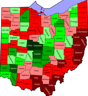 Ohio change in population by county 2010 to 2020