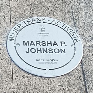 Plaza de la Diversidad de la Ciudad de Murcia - Placa 6 - Marsha P. Johnson (cropped)