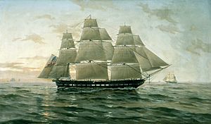 Painting of the USS Chesapeake at sea