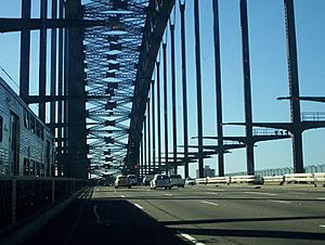 View from car sydney harbour bridge