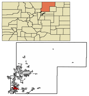 Location of the Town of Frederick in Weld County, Colorado.