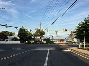 2016-07-20 19 24 28 View east at the east end of Maryland State Route 260 (Chesapeake Beach Road) at Maryland State Route 261 (Bayside Road) in Chesapeake Beach, Calvert County, Maryland.jpg