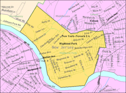 Census Bureau map of Highland Park, New Jersey