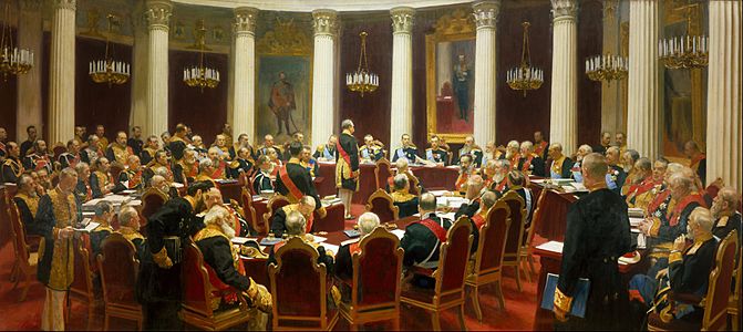 Ilya Repin - Ceremonial Sitting of the State Council on 7 May 1901 Marking the Centenary of its Foundation - Google Art Project