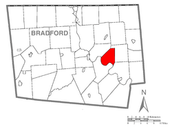 Map of Bradford County with Standing Stone Township highlighted
