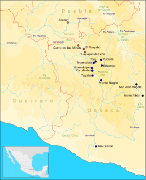 Mapa de la Mixteca Preclásico