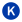 The letter K on a blue circle