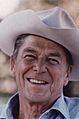 Ronald Reagan wearing cowboy hat at Rancho Del Cielo 1976