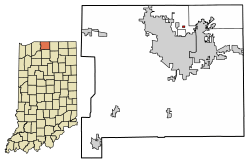 Location of Indian Village in St. Joseph County, Indiana.