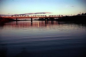 Sun setting on the Rail Bridge at Murray Bridge