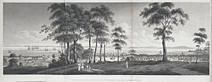 View of the town and roads of Singapore from the government hill published 1828