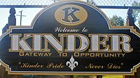 Welcome sign, Kinder, LA IMG 0173