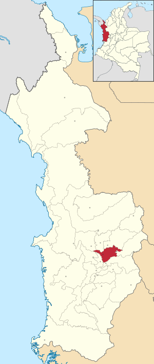 Location of the municipality and town of Cértegui in the Chocó Department of Colombia.
