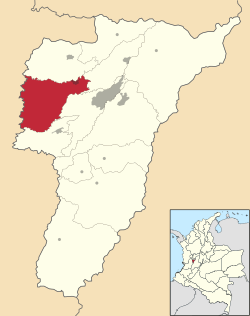 Location of the municipality and town of Montenegro, Quindío in the Quindío Department of Colombia.