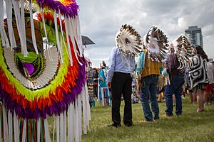 First Nations elders watch the Canada Day festivities in Calgary, Alberta - 2022