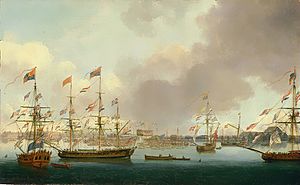 John Cleveley the Younger, Launch of HMS Alexander at Deptford in 1778.jpg