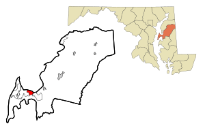Queen Anne's County Maryland Incorporated and Unincorporated areas Kent Narrows Highlighted.svg