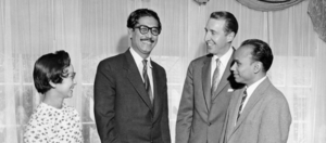 Sheikh Mujib, Robert Stewart and Kusuma Snitwongse at Tufts University in 1958