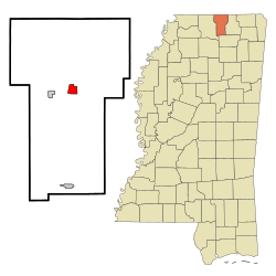 Location of Ashland, Mississippi