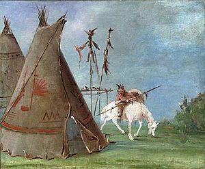 Catlin -- Comanche warrior and tipi