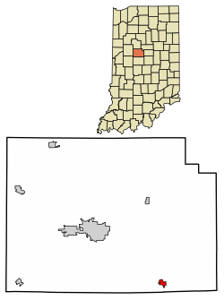 Location of Kirklin in Clinton County, Indiana.