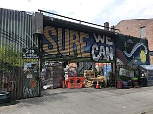 Entrance to Sure We Can, a non-profit redemption center based in Brooklyn, New York.jpg