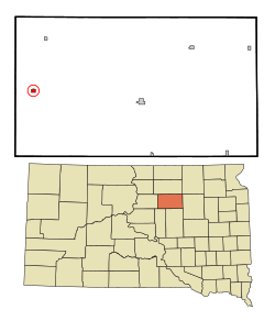 Location in Faulk County and the state of South Dakota