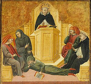 Giovanni di Paolo St. Thomas Aquinas Confounding Averroës