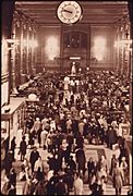 KANSAS CITY'S UNION STATION SHOWN FILLED WITH TRAVELERS WHEN THIS BLACK AND WHITE PICTURE WAS TAKEN SOMETIME IN THE... - NARA - 556018